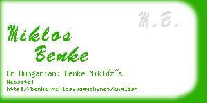 miklos benke business card